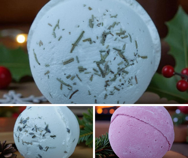3 images of bath bombs