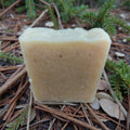 Bar of soap on a natural background with greenery