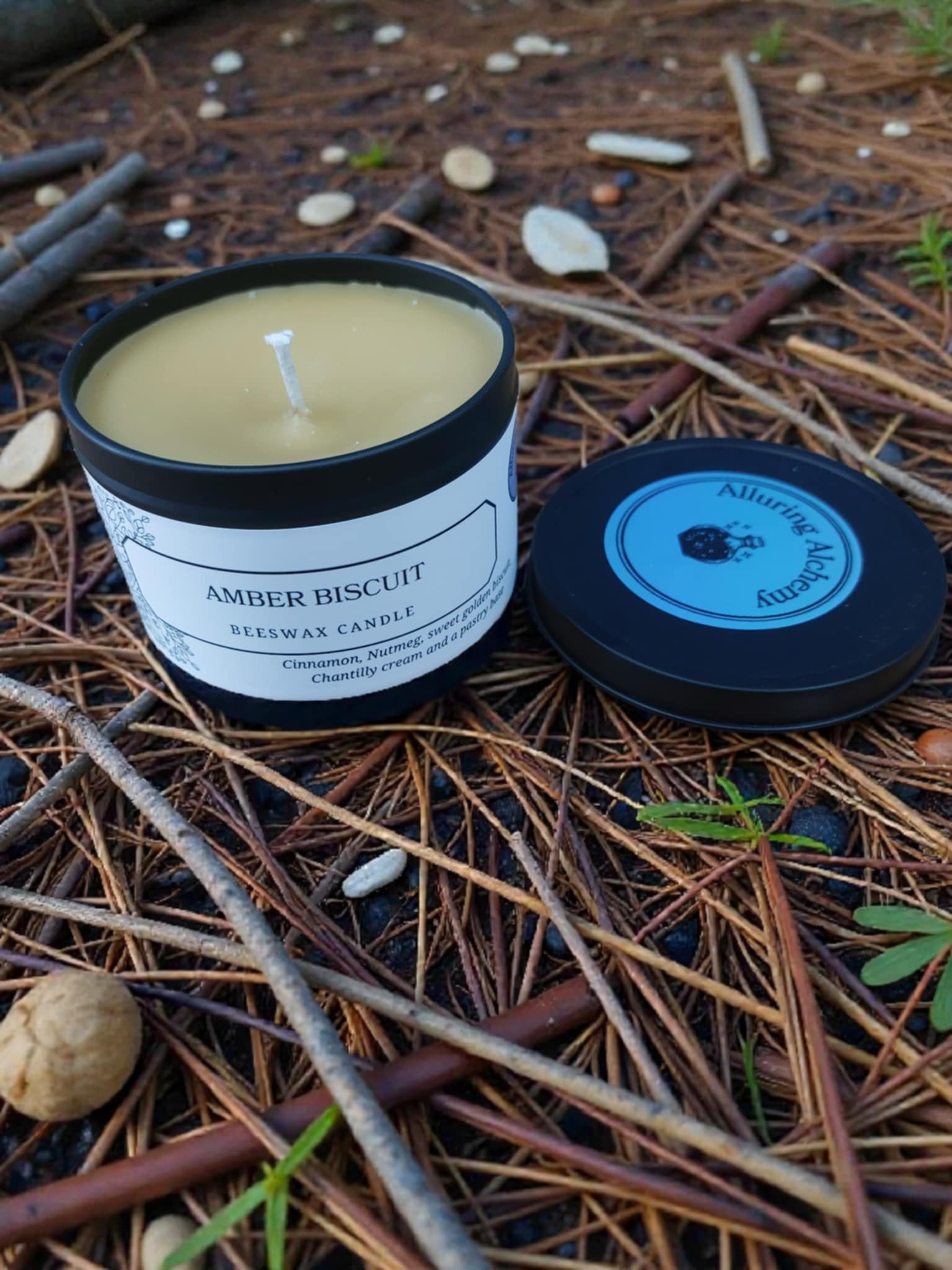 Amber Biscuit – Pure Beeswax Candle - 8oz | Alluring Alchemy