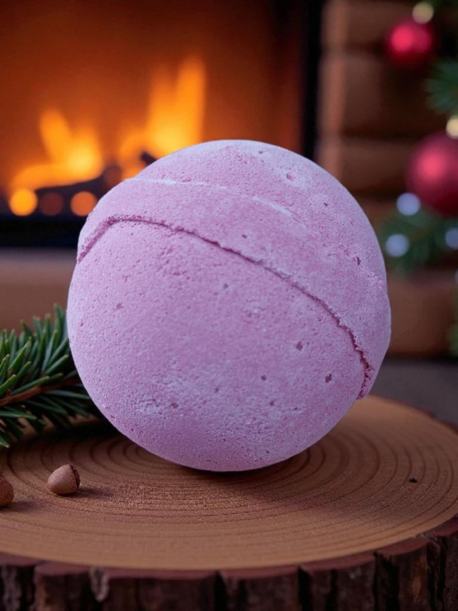 Cranberry Bath Bomb by Alluring Alchemy with festive red colour and sweet fruity fragrance
