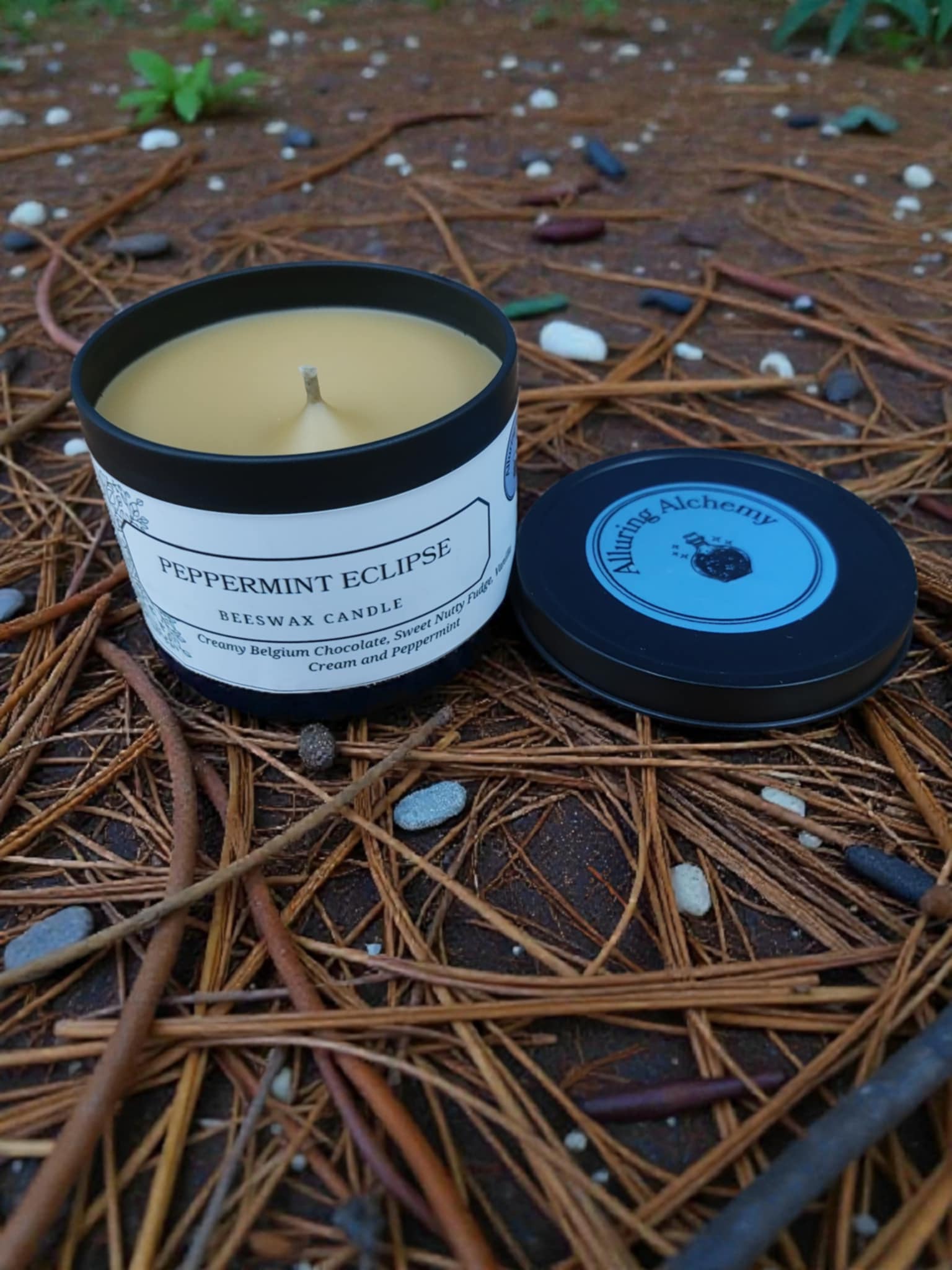 Peppermint Eclipse – Pure Beeswax Candle - 8oz | Alluring Alchemy