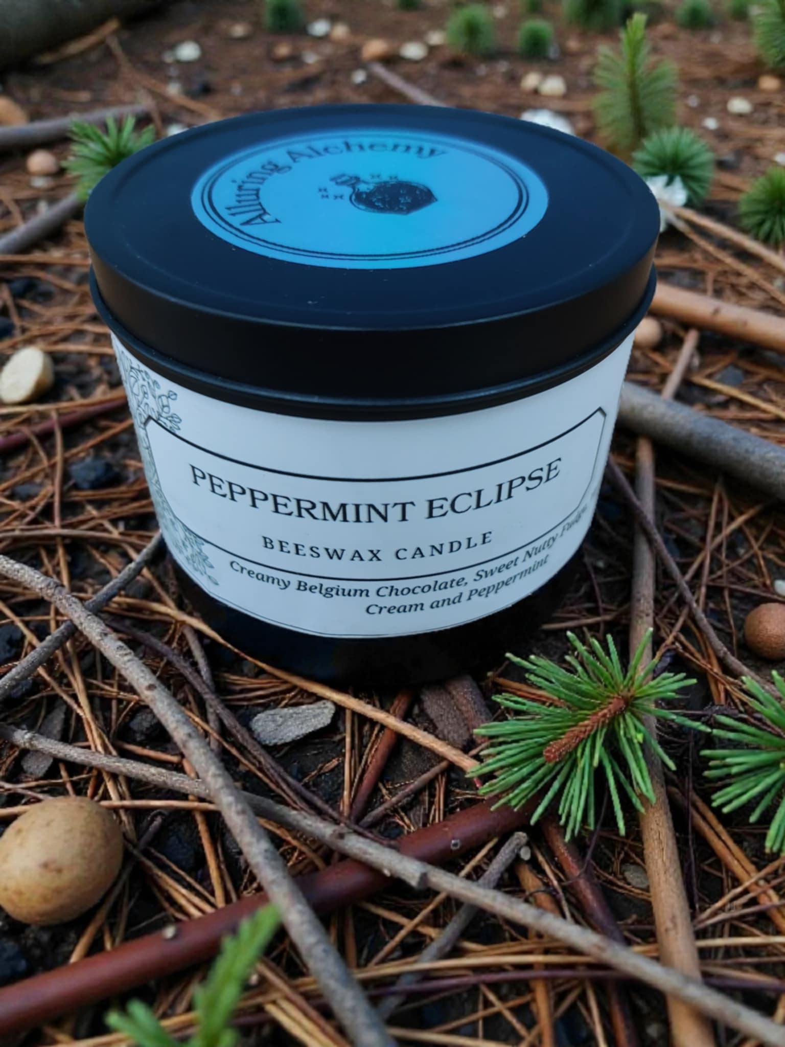 Peppermint Eclipse – Pure Beeswax Candle - 8oz | Alluring Alchemy