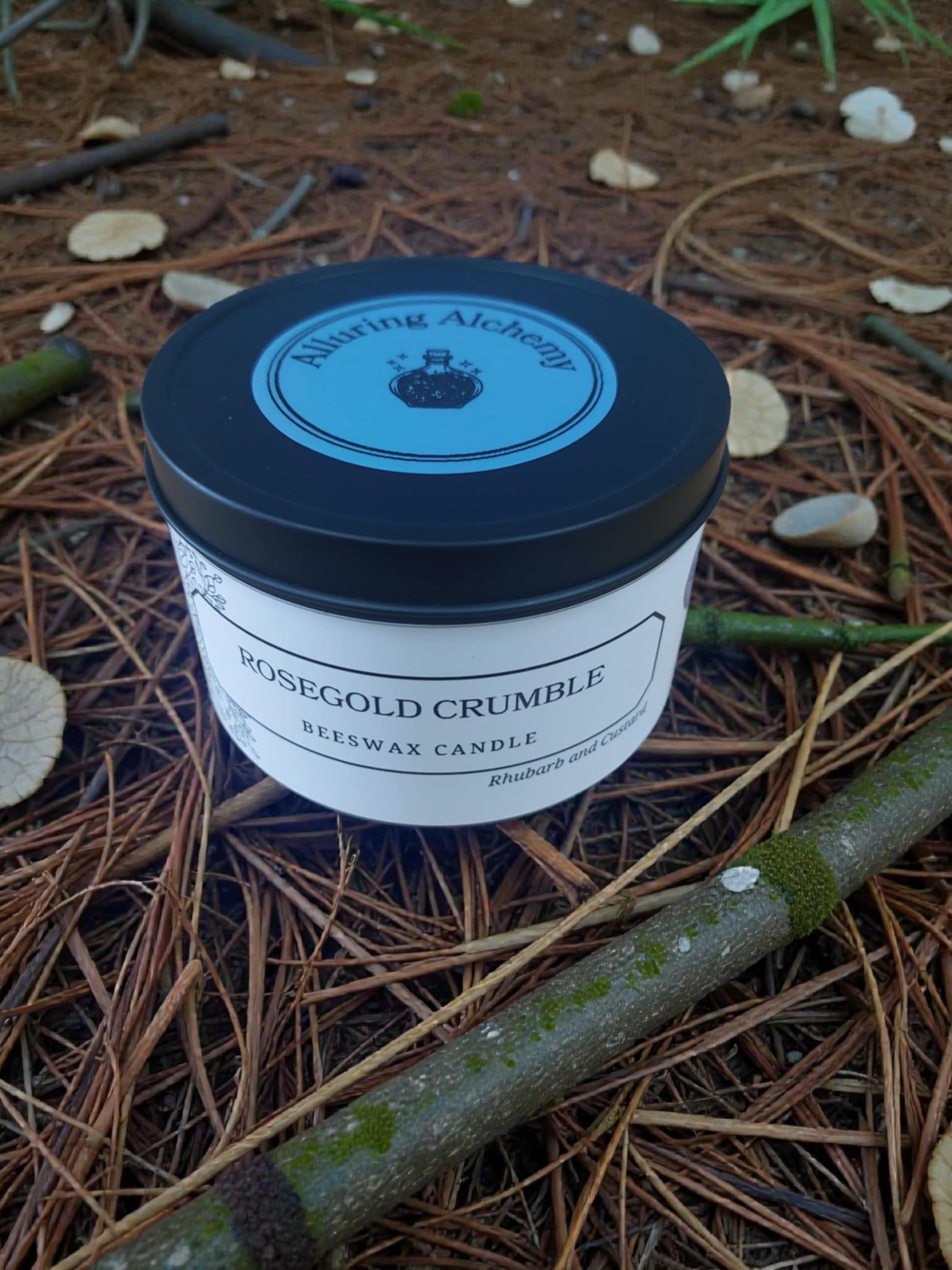 Rosegold Crumble – Pure Beeswax Candle -  8oz | Alluring Alchemy