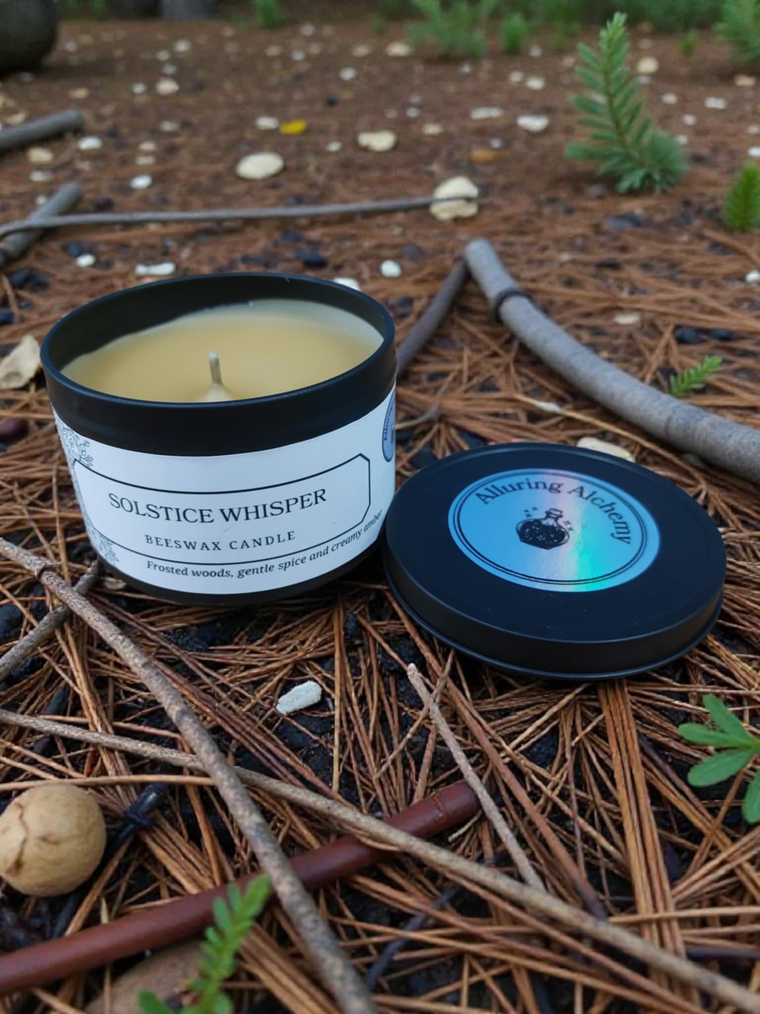 Solstice Whisper – Pure Beeswax Candle - 8oz | Alluring Alchemy